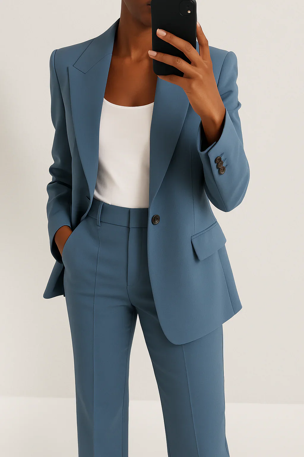 Women’s Tailored Single Button Blazer and Straight Leg Suit Trousers